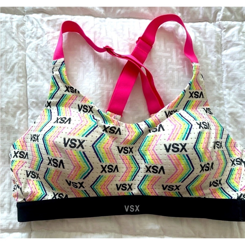 VSX Sport 34B Multi Color  Monogram Sports Bra Victoria's Secret GUC